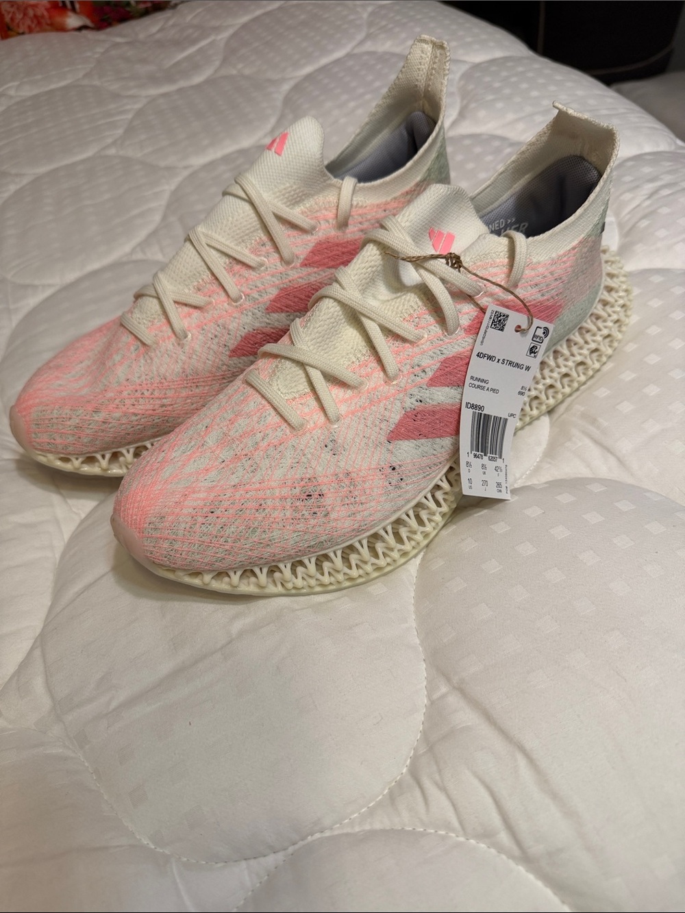 Adidas 4DFWD STRUNG Women's Knit Athletic Sneakers - Cream & Pink